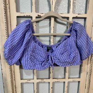 Purple Gingham Women's Top size L Wild Fable